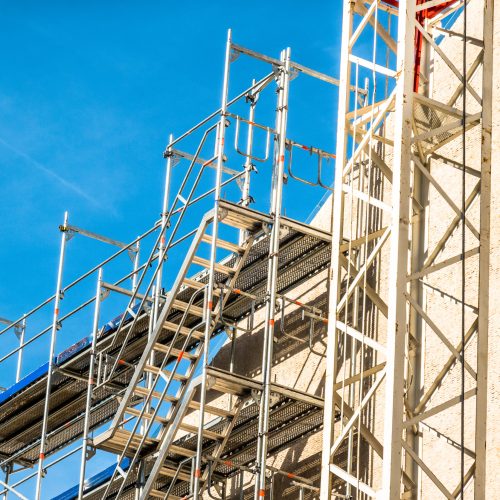 modern scaffolding at a construction site